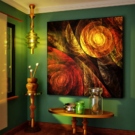 ヒマワリフローラモダン抽象芸術アートパターン キャンバスプリント