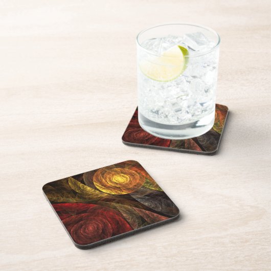 ヒマワリフローラモダン抽象芸術アートパターン コースター (右側)