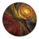 ヒマワリフローラモダン抽象芸術アートパターン セラミックノブ (正面)