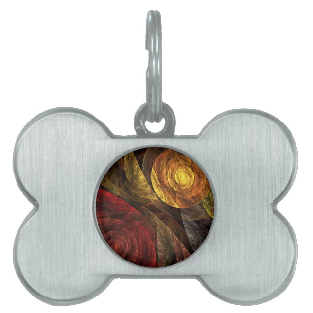 ヒマワリフローラモダン抽象芸術アートパターン ペットネームタグ (正面)