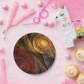 ヒマワリフローラモダン抽象芸術アートパターン ペーパープレート (パーティー)