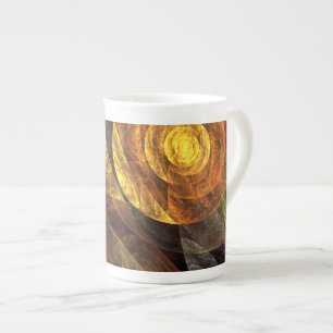 ヒマワリフローラモダン抽象芸術アートパターン ボーンチャイナマグカップ