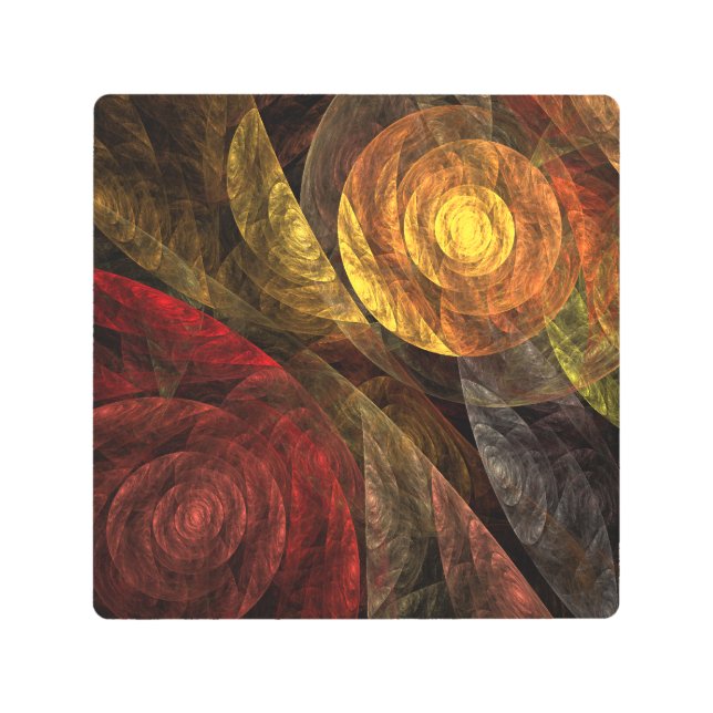 ヒマワリフローラモダン抽象芸術アートパターン メタルプリント (正面)