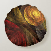 ヒマワリフローラモダン抽象芸術アートパターン ラウンドクッション (裏面)