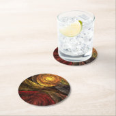 ヒマワリフローラモダン抽象芸術アートパターン ラウンドペーパーコースター (インサイチュ)