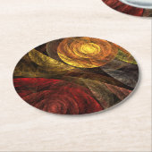 ヒマワリフローラモダン抽象芸術アートパターン ラウンドペーパーコースター (アングル)