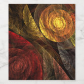 ヒマワリフローラモダン抽象芸術アートパターン ワインラベル (シングルラベル)