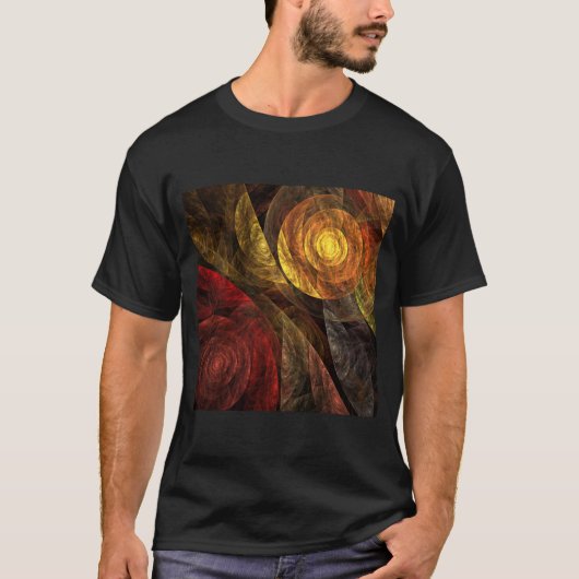 ヒマワリフローラモダン抽象芸術アートパターン Tシャツ (正面)