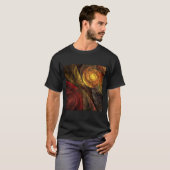 ヒマワリフローラモダン抽象芸術アートパターン Tシャツ (正面フル)