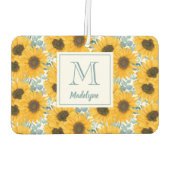 ヒマワリフローラモノグラムパーソナライズされた名 カーエアーフレッシュナー (裏面)