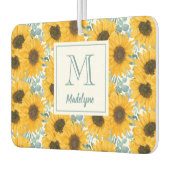 ヒマワリフローラモノグラムパーソナライズされた名 カーエアーフレッシュナー (左)