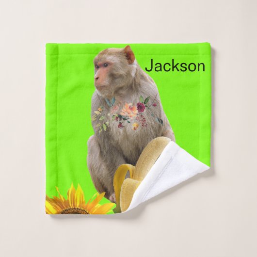 ヒマワリフローラモンキーグリーンバスタオルセット バスタオルセット (ウォッシュタオル)