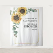 ヒマワリフローラユーカリブライダルシャワー背景 タペストリー (正面)