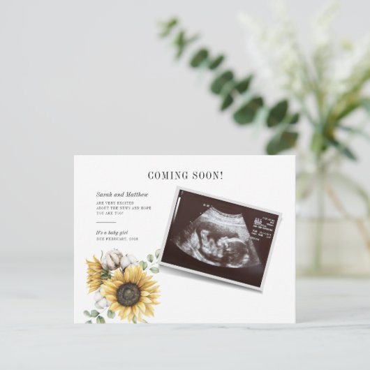 ヒマワリフローラユーカリプトゥスソノグラム妊娠 案内ポストカード (スタンド正面)