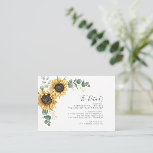 ヒマワリフローラユーカリ結婚グリーナリー エンクロージャーカード (スタンド正面)