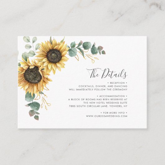 ヒマワリフローラユーカリ結婚グリーナリー エンクロージャーカード (正面)