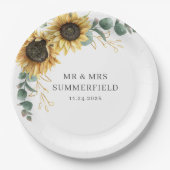 ヒマワリフローラユーカリ結婚グリーナリー ペーパープレート (正面)