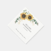 ヒマワリフローラユーカリ結婚グリーンリー紙 スタンダードカクテルナプキン (角)