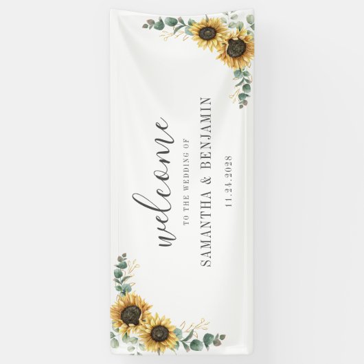 ヒマワリフローラユーカリ結婚スクリプト 横断幕 (縦)