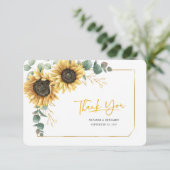 ヒマワリフローラユーカリ結婚プス サンキューカード (スタンド正面)