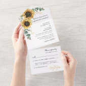 ヒマワリフローラユーカリ結婚植物学 オールインワン招待状 (貼ってはがせる)