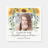 ヒマワリフローラ卒業写真クラス スタンダードカクテルナプキン (正面)