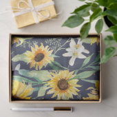 ヒマワリフローラ水彩ネイビーウッドデクページ 薄葉紙 (ギフト)
