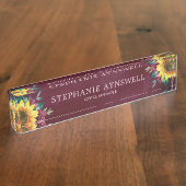 ヒマワリフローラ水彩ブルゴーニュ デスクネームプレート (側面)