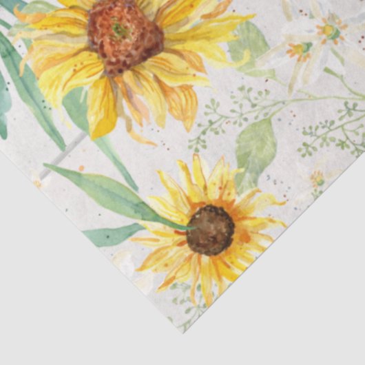 ヒマワリフローラ水彩白木のデクページ 薄葉紙 (詳細)