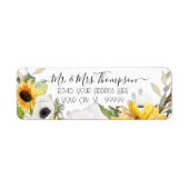 ヒマワリフローラ水彩黄色い白い葉 ラベル (正面)