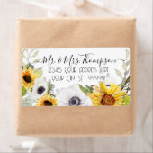 ヒマワリフローラ水彩黄色い白い葉L ラベル (インサイチュ)