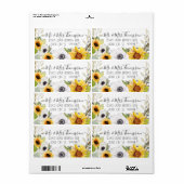ヒマワリフローラ水彩黄色い白い葉L ラベル (フルシート)