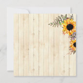 ヒマワリフローラ素朴イエロ結婚ウッド 招待状 (裏面)
