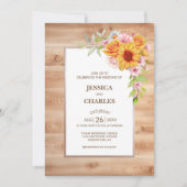 ヒマワリフローラ結婚ウッド 招待状 (正面)