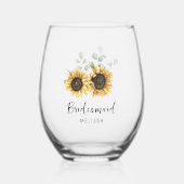 ヒマワリフローラ結婚ユーカリの花嫁 ステムなしワイングラス (正面)