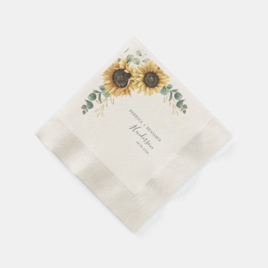 ヒマワリフローラ結婚ユーカリ紙 縁ありカクテルナプキン (角)