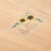 ヒマワリフローラ結婚ユーカリ アクリル招待状 (レイダウン)