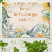 ヒマワリフローラ聖句保完全な平和 キッチンタオル (折り畳み)