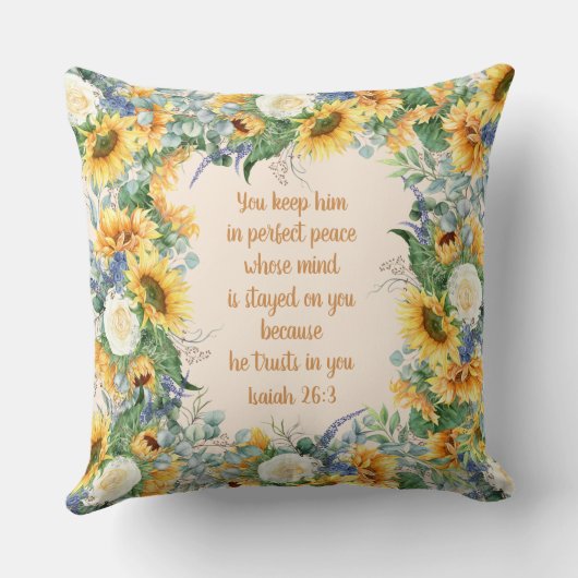 ヒマワリフローラ聖句保完全な平和 クッション (裏面)