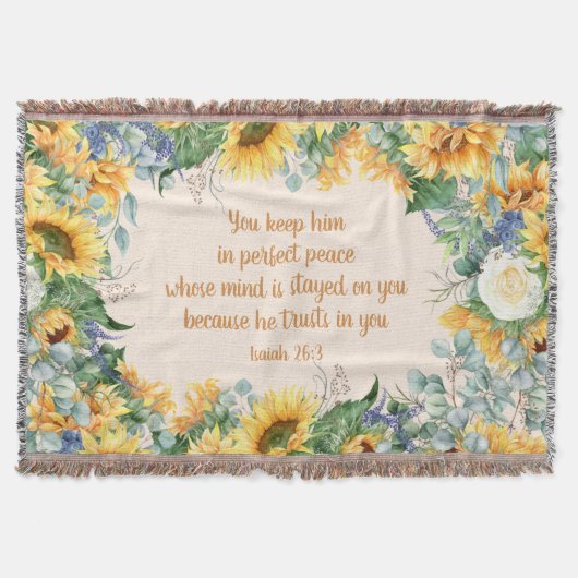ヒマワリフローラ聖句保完全な平和 スローブランケット (正面)
