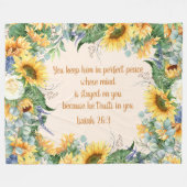 ヒマワリフローラ聖句保完全な平和 フリースブランケット (正面(横))