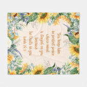 ヒマワリフローラ聖句保完全な平和 フリースブランケット (正面(横))