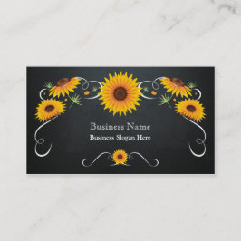 ヒマワリフローラ黒板ヴィンテージ 名刺
