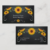 ヒマワリフローラ黒板ヴィンテージ 名刺 (正面/裏面)