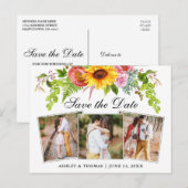 ヒマワリフローラ3枚を保存 インビテーションポストカード (正面/裏面)