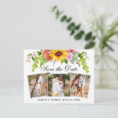 ヒマワリフローラ3枚を保存 インビテーションポストカード (スタンド正面)