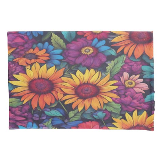 ヒマワリフローラ#212 - Pillowcase 枕カバー (正面左)