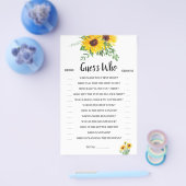 ヒマワリブライダルシャワーゲームカード チラシ (シングル)