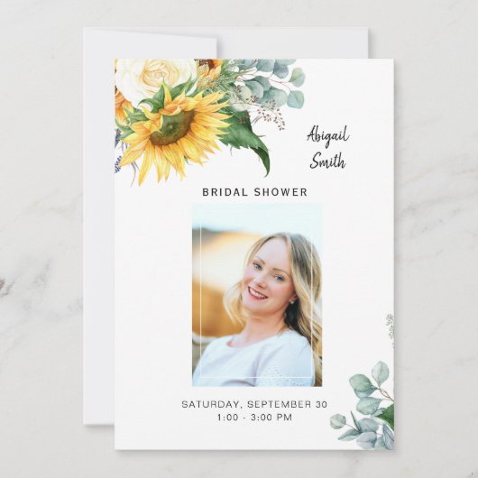 ヒマワリブライダルシャワーフォトユーカリ 招待状 (正面)