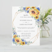 ヒマワリブルーフローラグリ結婚ーネリー  招待状 (スタンド正面)